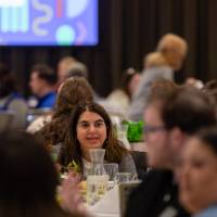 people talking at luncheon tables photo 2